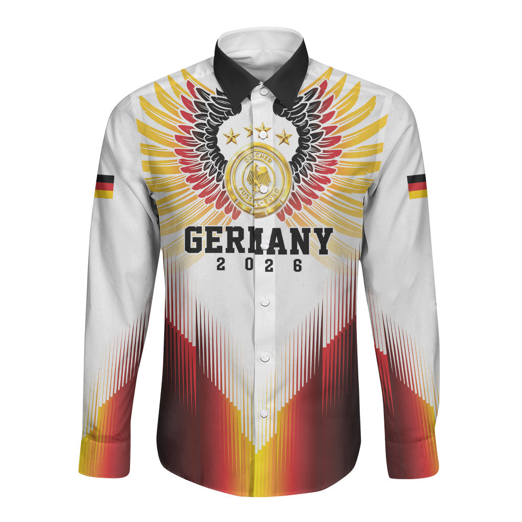 Custom Germany Football 2026 Long Sleeve Button Shirt Deutschland Eagle Wings Special Style