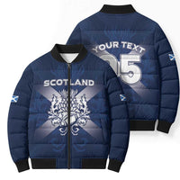 Custom Scotland Rugby 2026 Bomber Puffer Jacket Scottish Thistle Flag Style