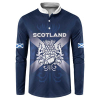 Custom Scotland Rugby 2026 Button Sweatshirt Scottish Thistle Flag Style