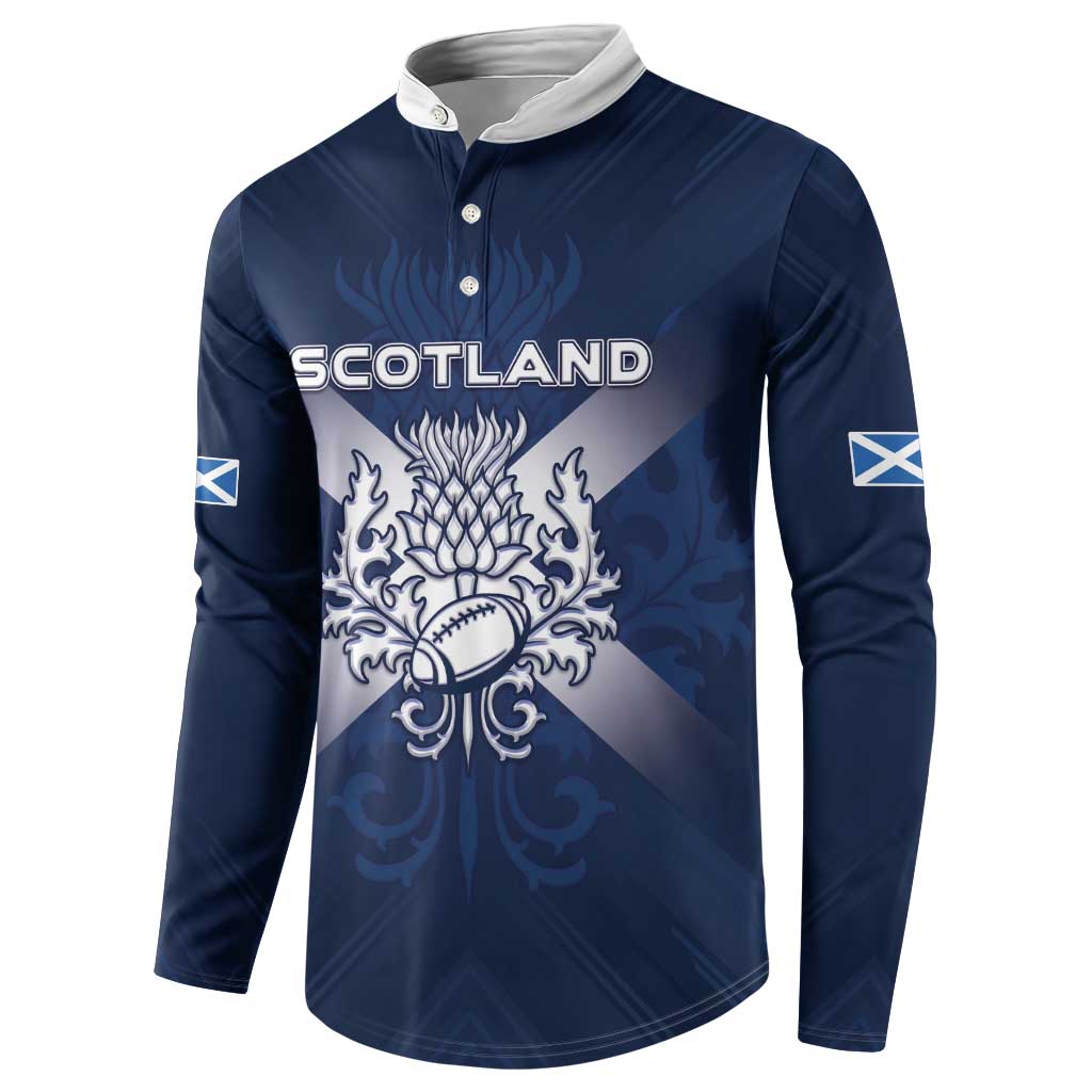 Custom Scotland Rugby 2026 Button Sweatshirt Scottish Thistle Flag Style