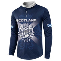 Custom Scotland Rugby 2026 Button Sweatshirt Scottish Thistle Flag Style