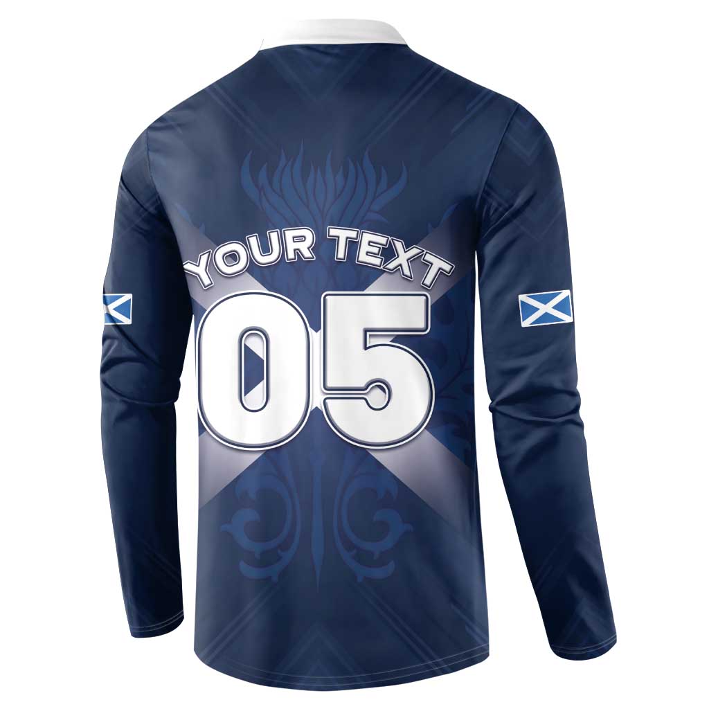 Custom Scotland Rugby 2026 Button Sweatshirt Scottish Thistle Flag Style
