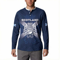 Custom Scotland Rugby 2026 Button Sweatshirt Scottish Thistle Flag Style