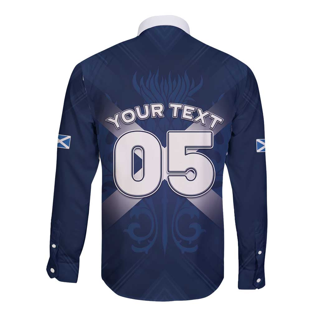 Custom Scotland Rugby 2026 Long Sleeve Button Shirt Scottish Thistle Flag Style