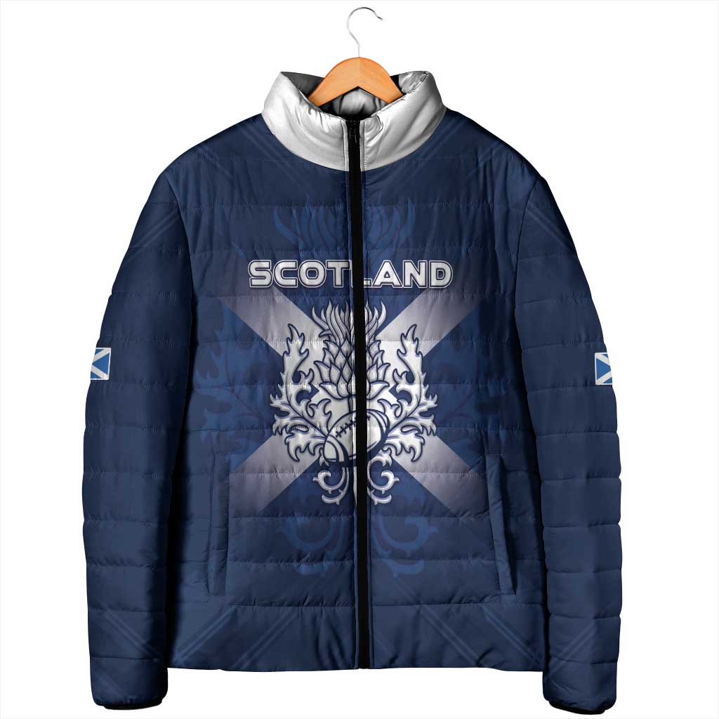 Custom Scotland Rugby 2026 Padded Jacket Scottish Thistle Flag Style