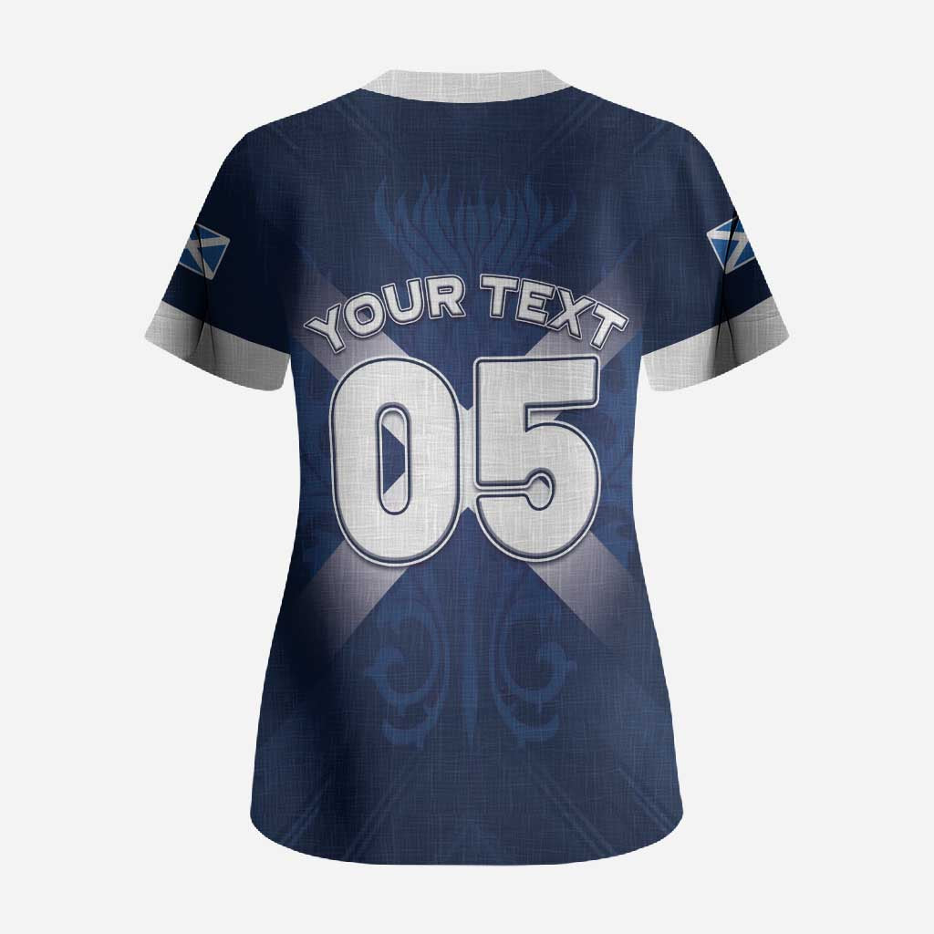 Custom Scotland Rugby 2026 Scrub Top Scottish Thistle Flag Style