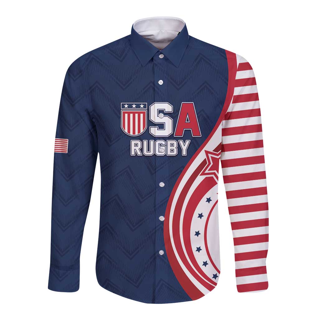Custom USA Rugby 2026 Long Sleeve Button Shirt Sporty Style