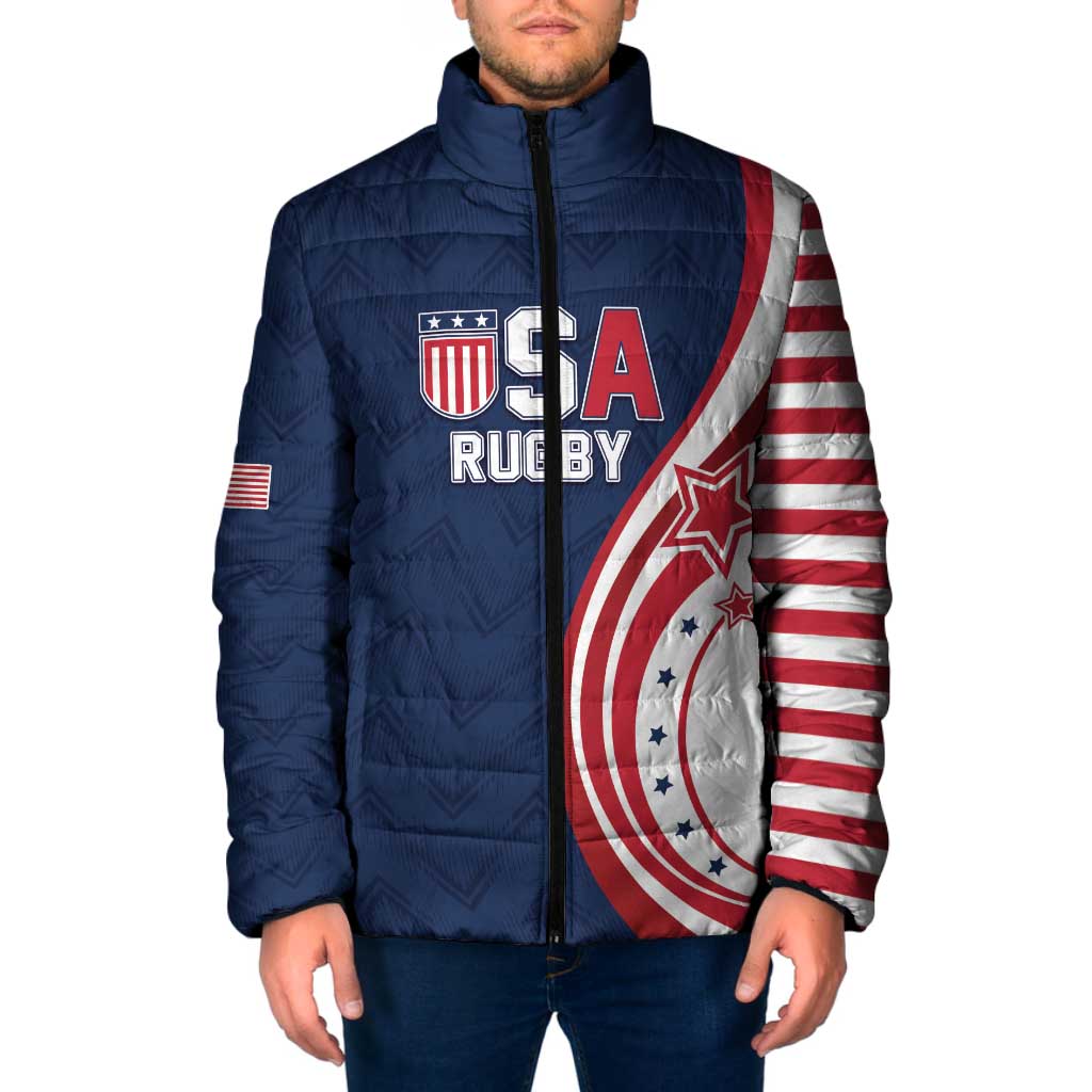 Custom USA Rugby 2026 Padded Jacket Sporty Style