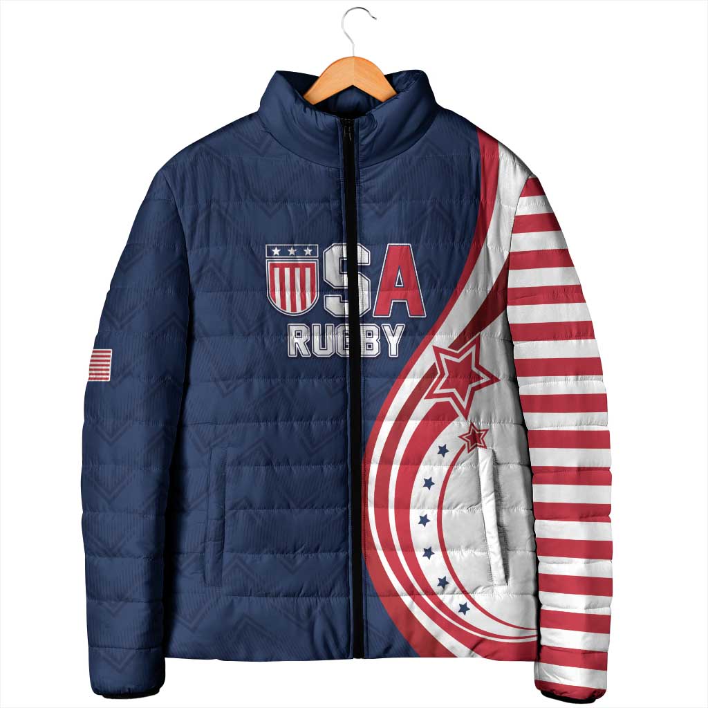 Custom USA Rugby 2026 Padded Jacket Sporty Style