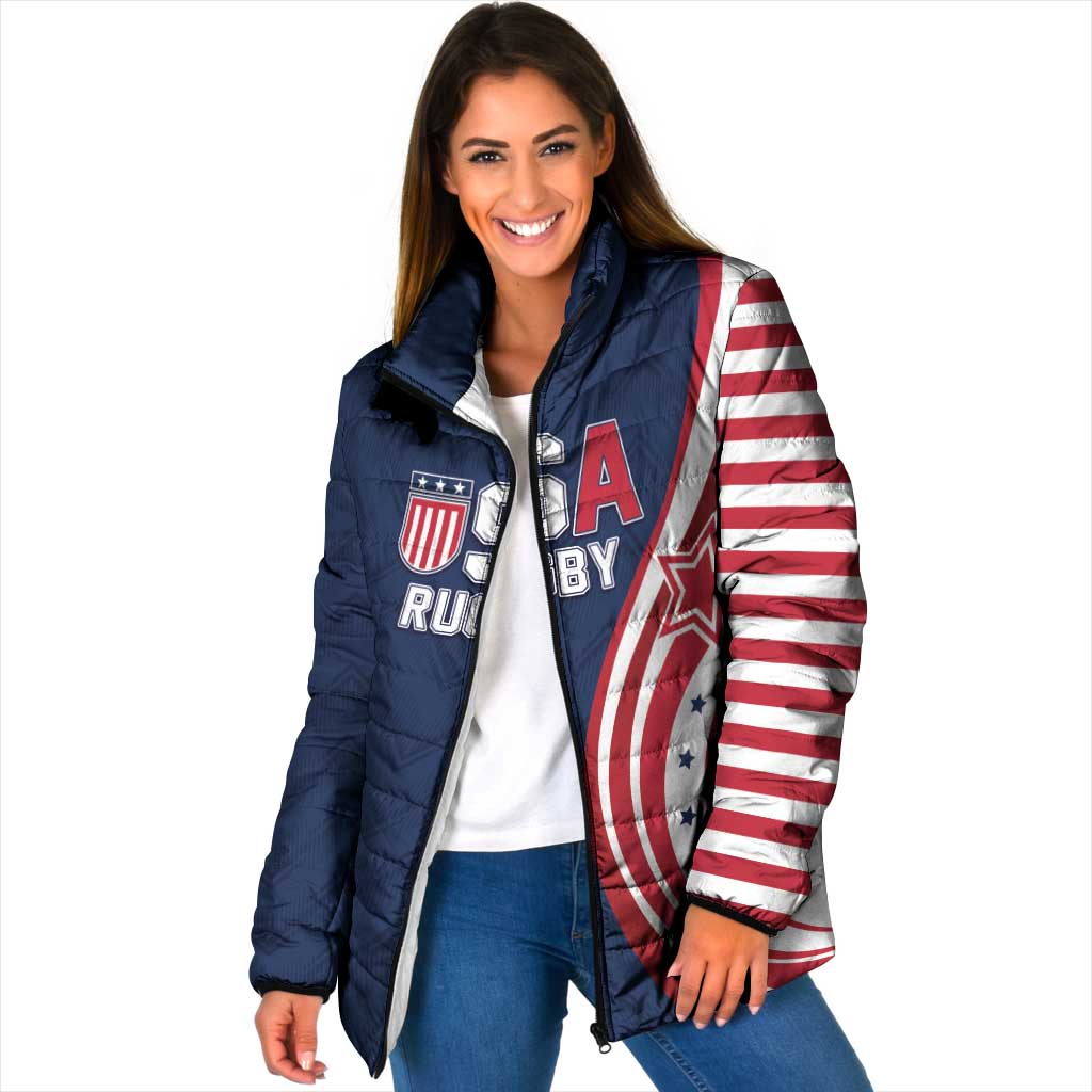 Custom USA Rugby 2026 Padded Jacket Sporty Style