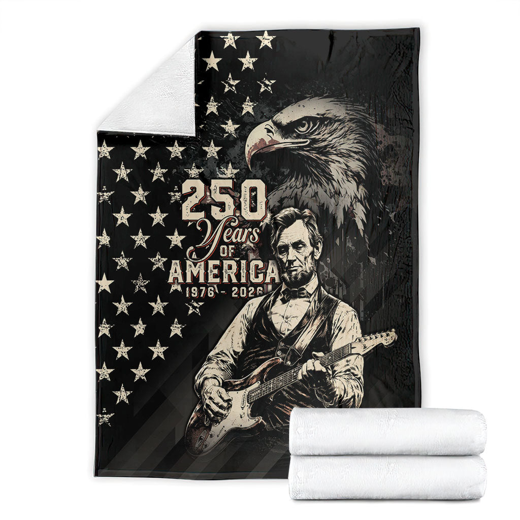 America 250th Anniversary Blanket Abraham Lincoln Playing Guitar 4th July