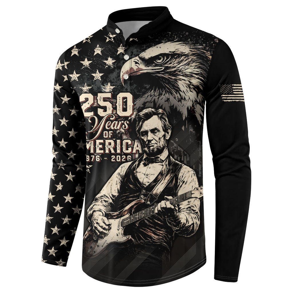 Personalized America 250th Anniversary Button Sweatshirt Abraham Lincoln Playing Guitar 4th July