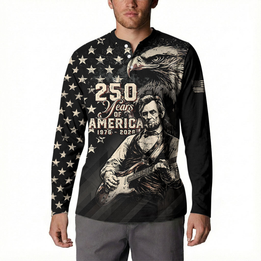 Personalized America 250th Anniversary Button Sweatshirt Abraham Lincoln Playing Guitar 4th July