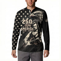 Personalized America 250th Anniversary Button Sweatshirt Abraham Lincoln Playing Guitar 4th July