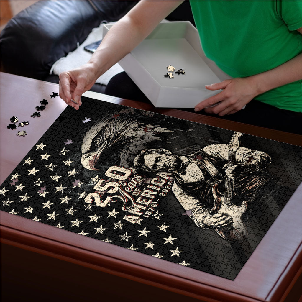 America 250th Anniversary Puzzle Abraham Lincoln Playing Guitar 4th July