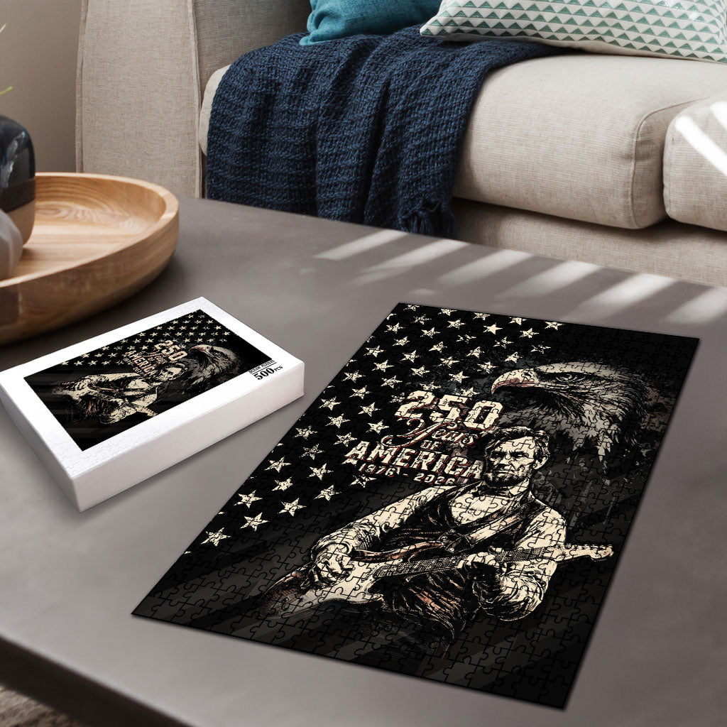 America 250th Anniversary Puzzle Abraham Lincoln Playing Guitar 4th July