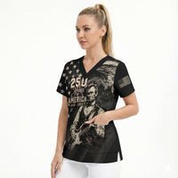 Personalized America 250th Anniversary Scrub Top Abraham Lincoln Playing Guitar 4th July