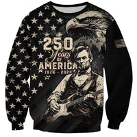 Personalized America 250th Anniversary Sweatshirt Abraham Lincoln Playing Guitar 4th July
