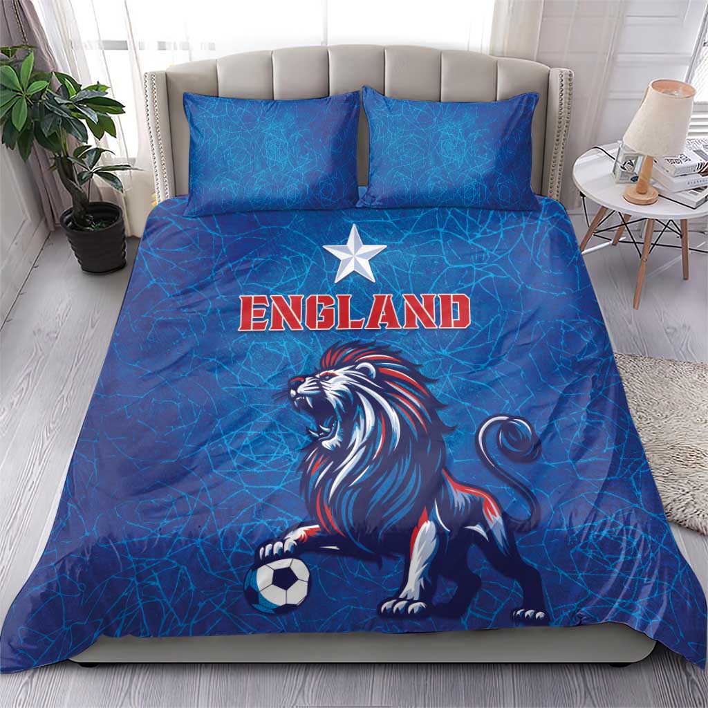 Blue England lion bedding set with star emblem on duvet and two pillowcases