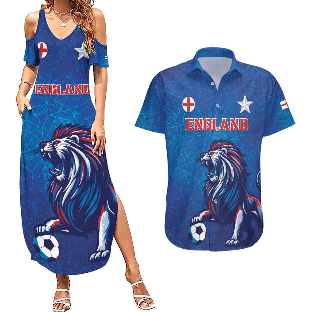 Custom England 2024 Football Couples Matching Summer Maxi Dress and Hawaiian Shirt Go Champions Lionesses LT05 - Wonder Print Shop