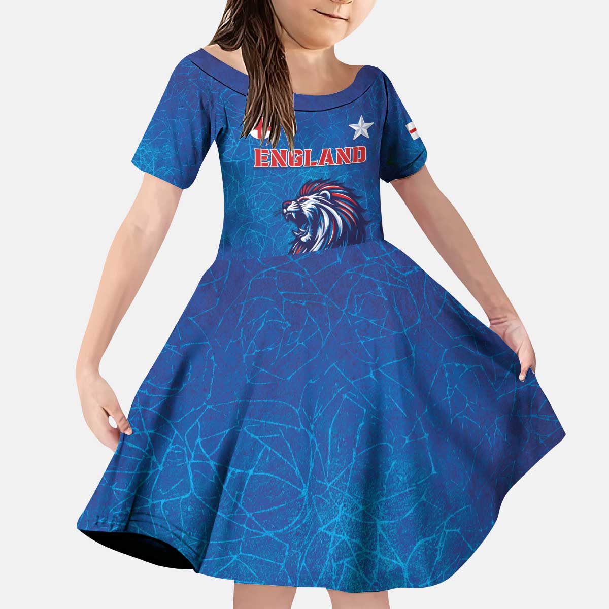 Custom England 2024 Football Kid Short Sleeve Dress Go Champions Lionesses LT05 - Wonder Print Shop