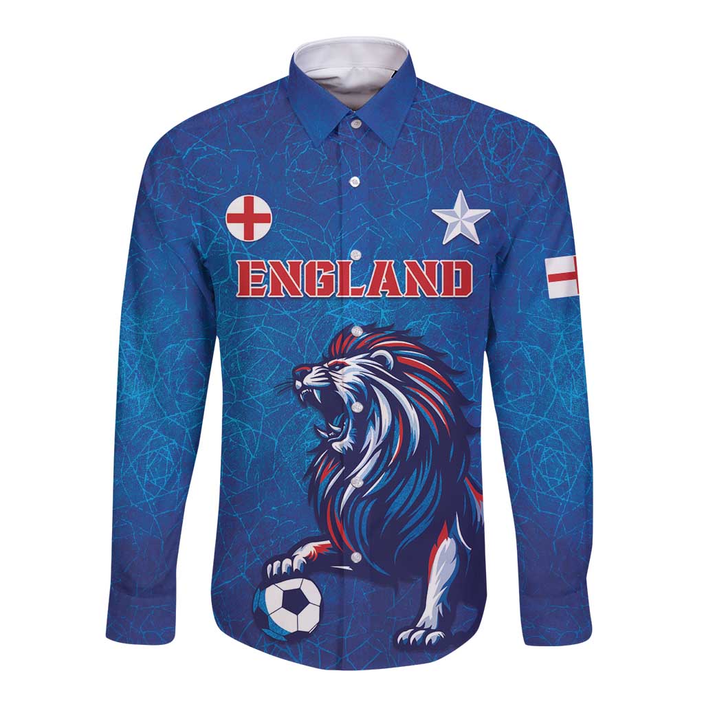 Custom England 2024 Football Long Sleeve Button Shirt Go Champions Lionesses LT05 - Wonder Print Shop