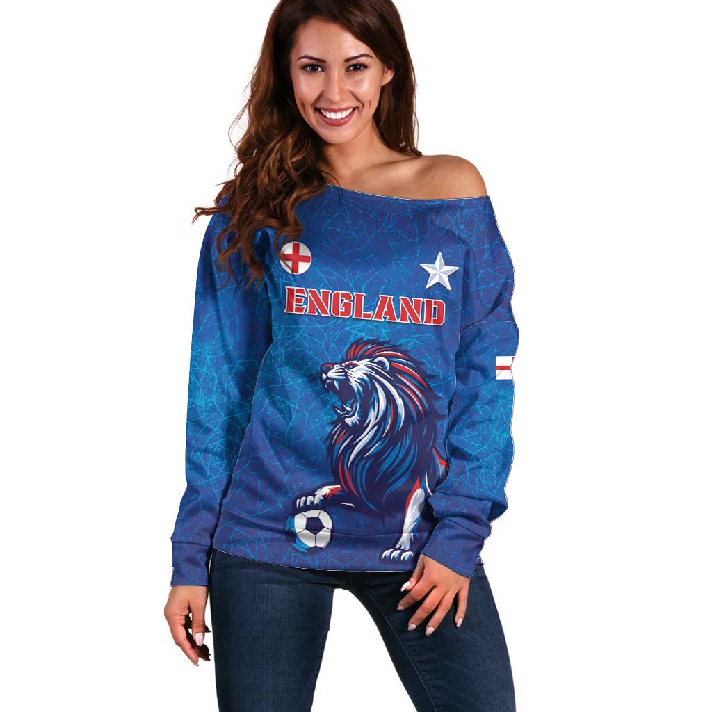 Custom England 2024 Football Off Shoulder Sweater Go Champions Lionesses LT05 - Wonder Print Shop