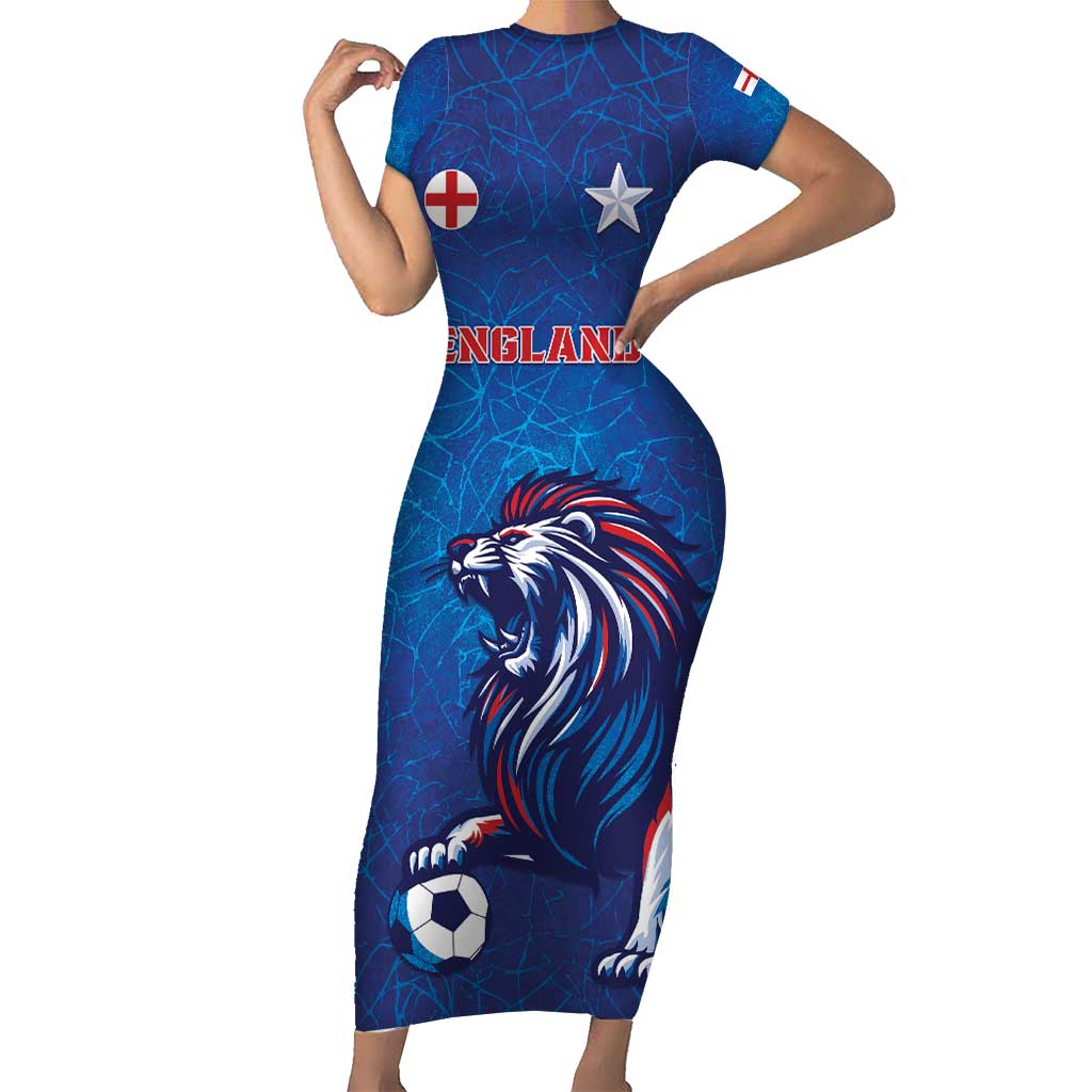 Custom England 2024 Football Short Sleeve Bodycon Dress Go Champions Lionesses