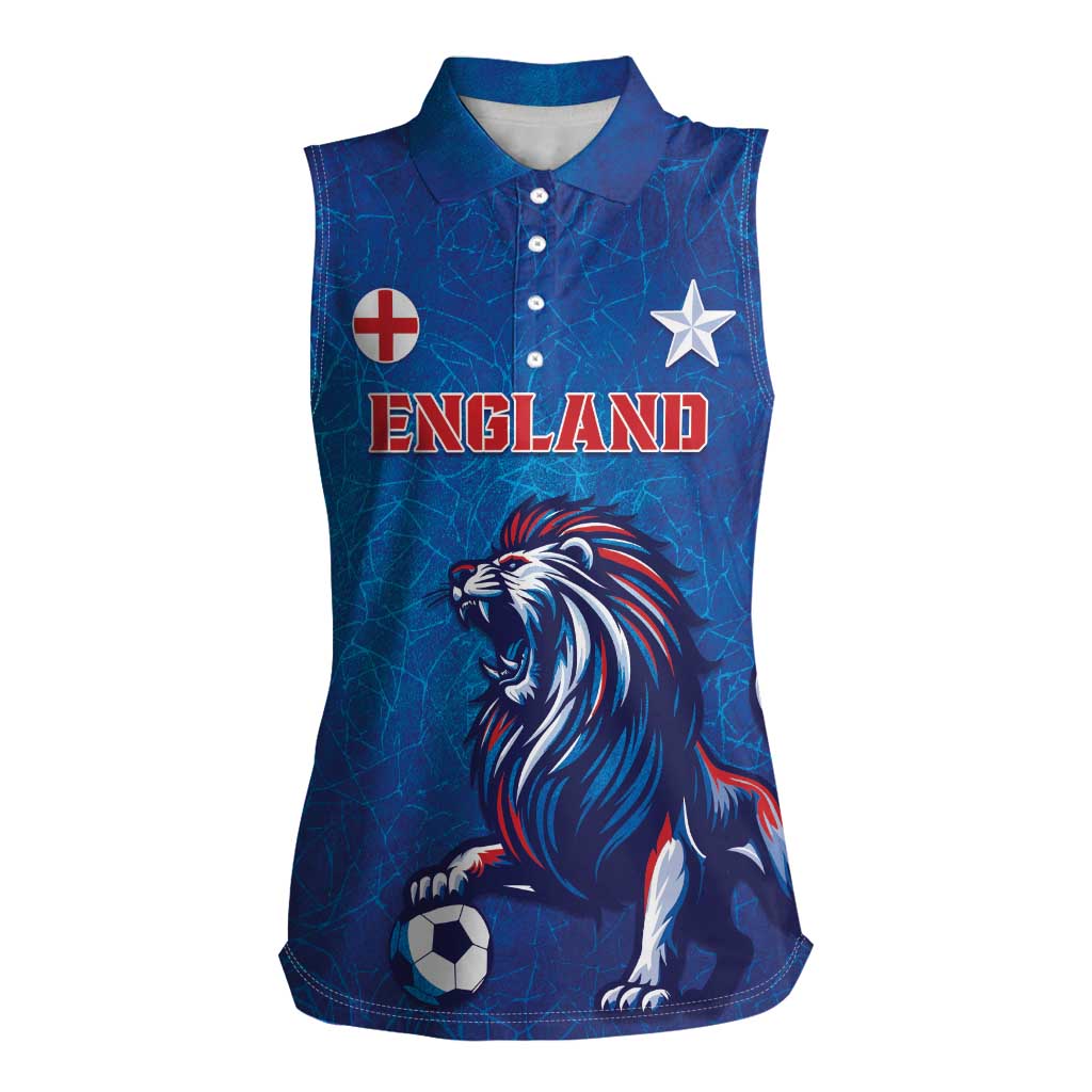 Custom England 2024 Football Women Sleeveless Polo Shirt Go Champions Lionesses