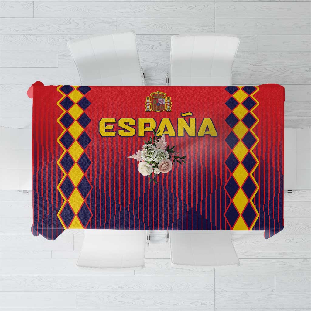 Red Spain football tablecloth with crest and geometric side borders