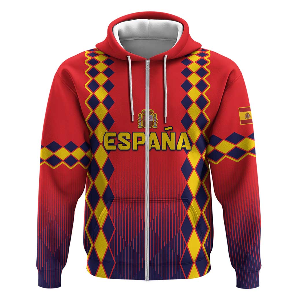 Custom Spain 2024 Football Zip Hoodie Go Champions La Roja Simple Style LT05 - Wonder Print Shop