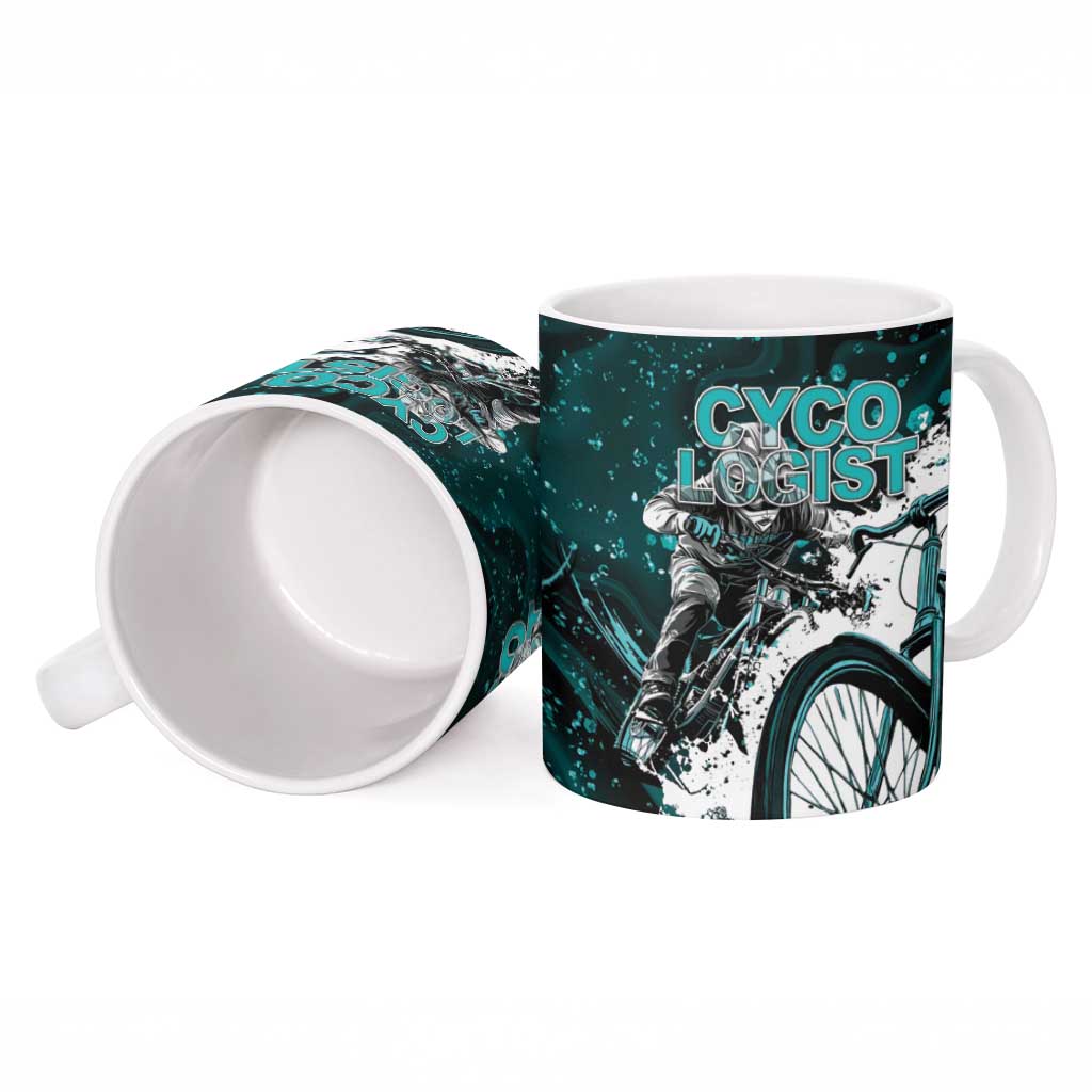 Cycologist Cycling Ceramic Mug Grunge Style - Wonder Print Shop