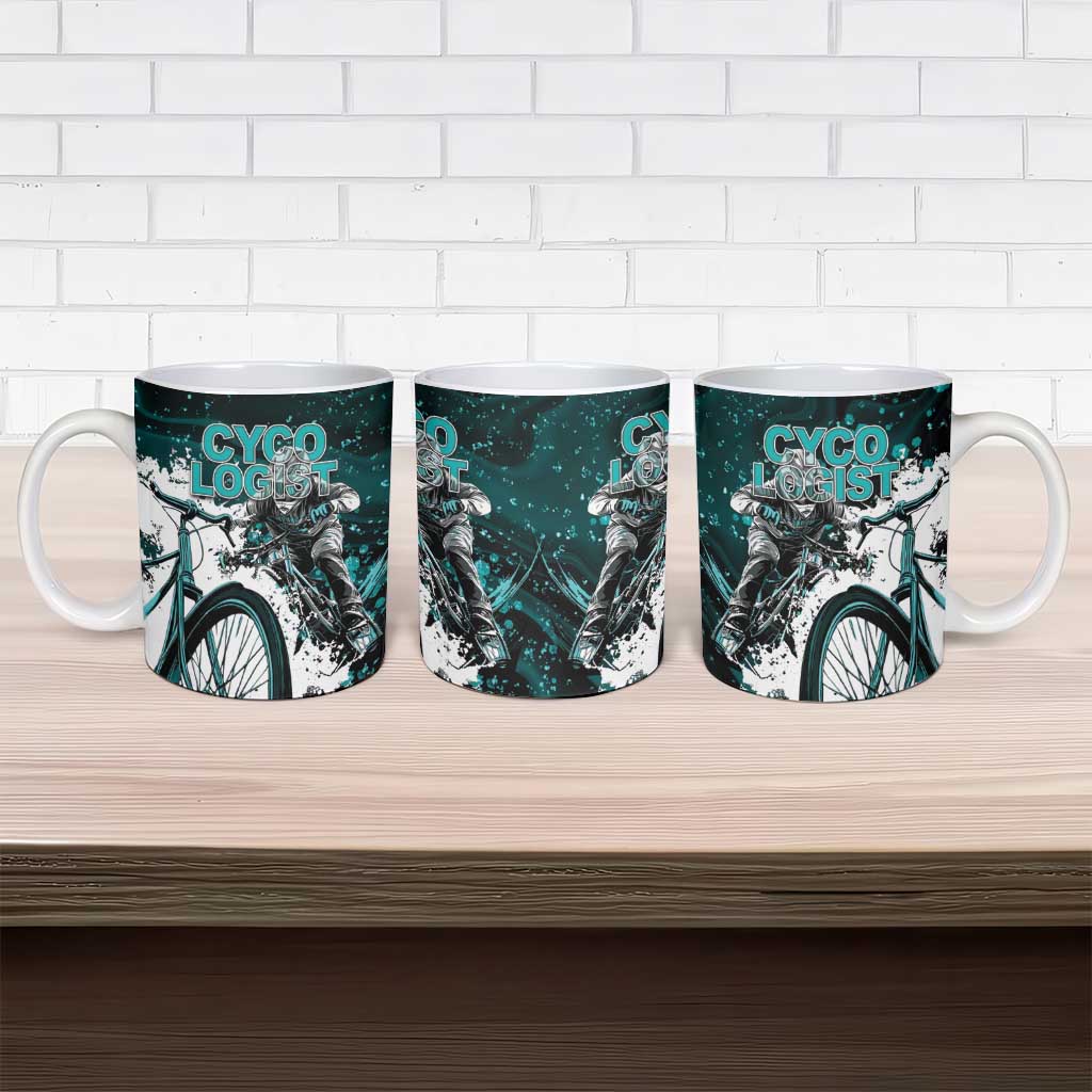 Cycologist Cycling Ceramic Mug Grunge Style - Wonder Print Shop