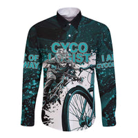 Cycologist Cycling Long Sleeve Button Shirt Grunge Style - Wonder Print Shop