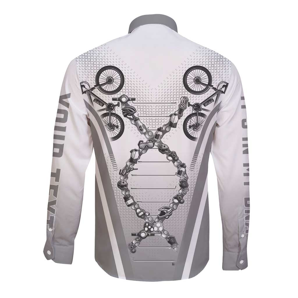 Personalized Cycling Long Sleeve Button Shirt Its In My DNA - Wonder Print Shop