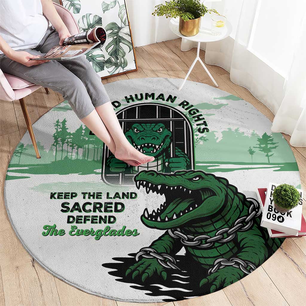 Alligator Alcatraz Defend Human Rights Round Carpet Defend The Everglades - Wonder Print Shop