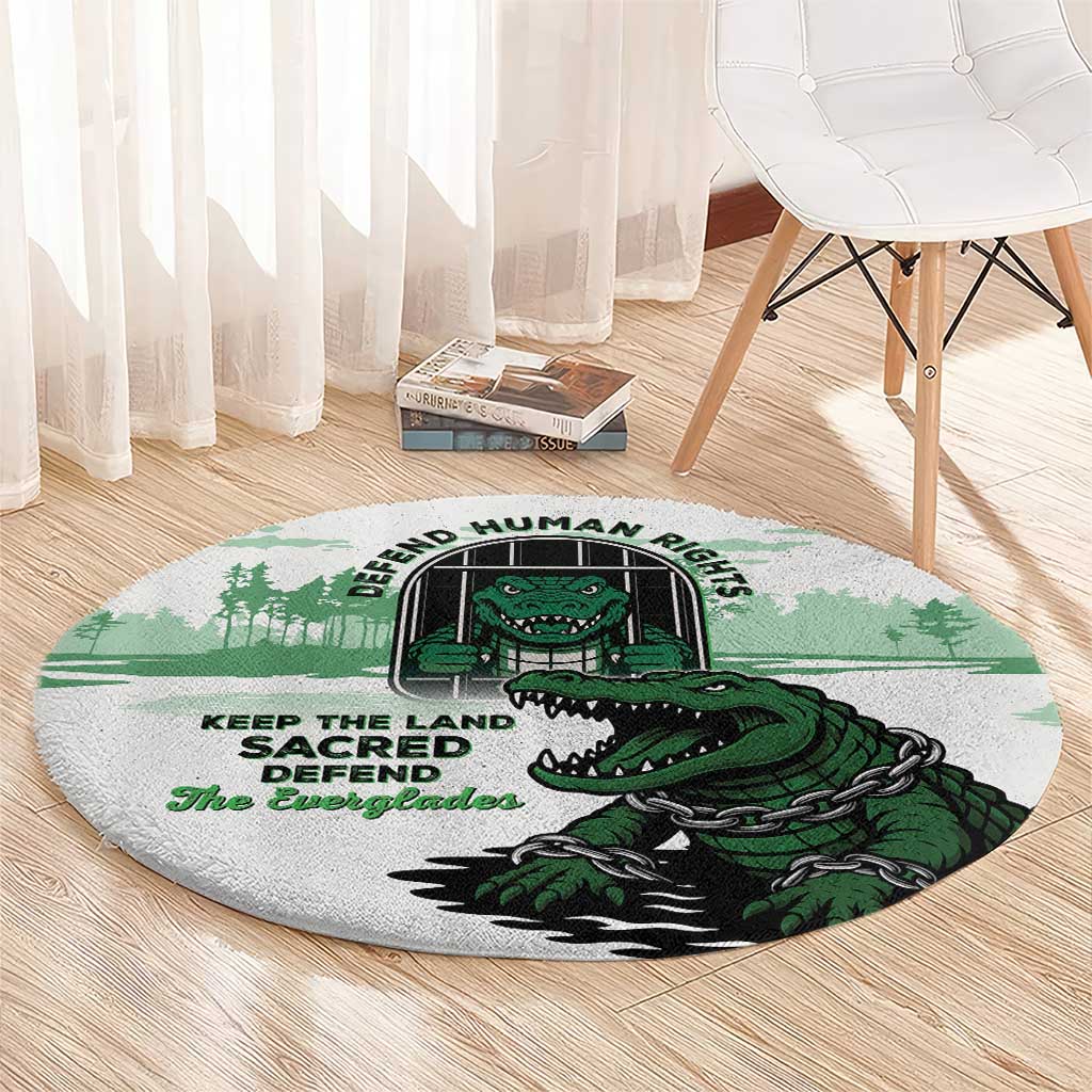 Alligator Alcatraz Defend Human Rights Round Carpet Defend The Everglades - Wonder Print Shop
