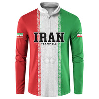 Custom Iran Football 2026 Button Sweatshirt Go Team Melli Flag Style