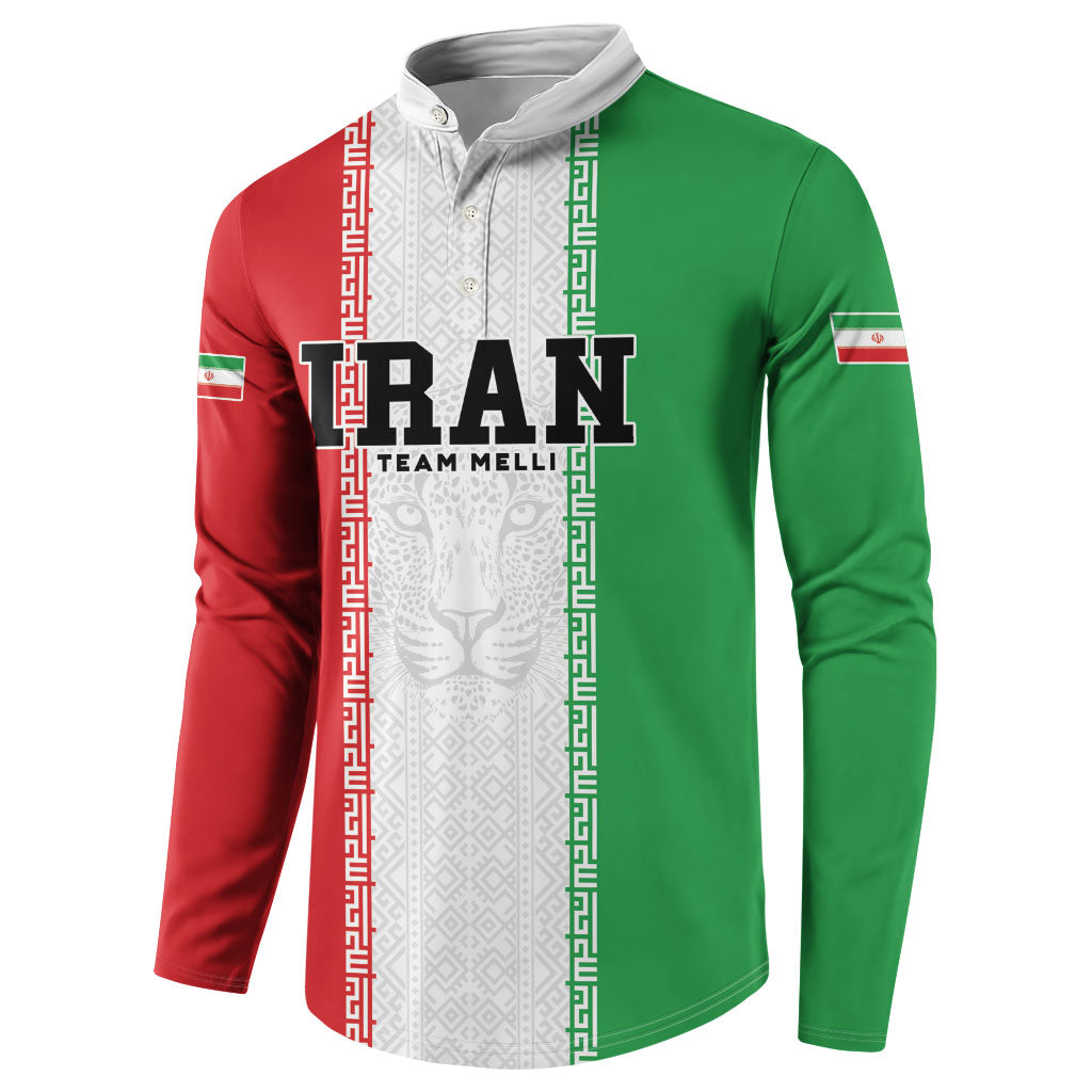 Custom Iran Football 2026 Button Sweatshirt Go Team Melli Flag Style