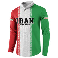 Custom Iran Football 2026 Button Sweatshirt Go Team Melli Flag Style