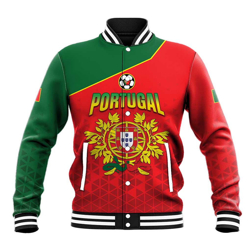 Unisex red and green football baseball jacket with button front and ribbed striped cuffs