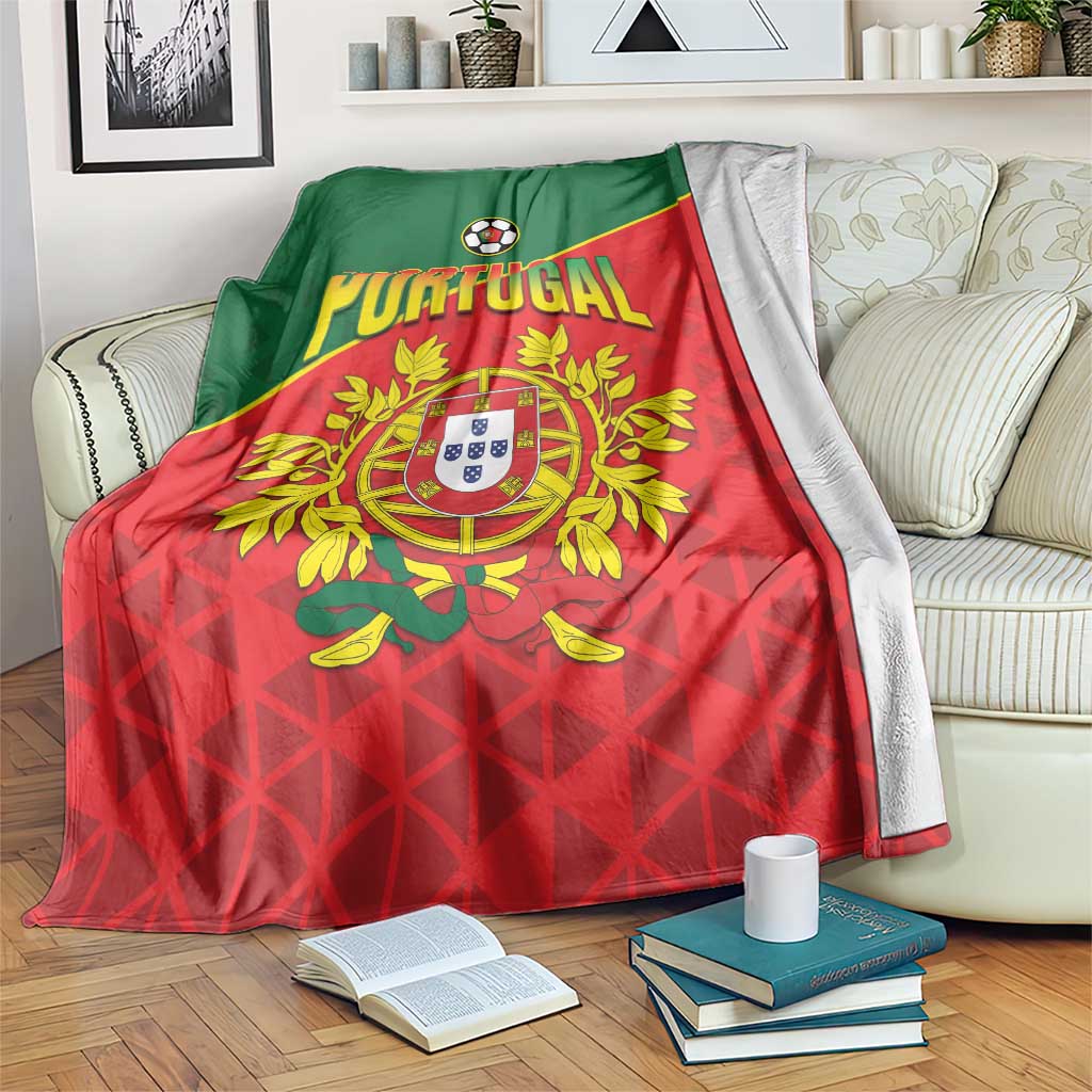 Portugal football blanket with green top and red bottom, Portugal crest and soccer ball