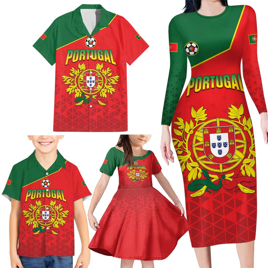 Custom Portugal 2024 Football Family Matching Long Sleeve Bodycon Dress and Hawaiian Shirt Go Champions A Selecao das Quinas LT05 - Wonder Print Shop