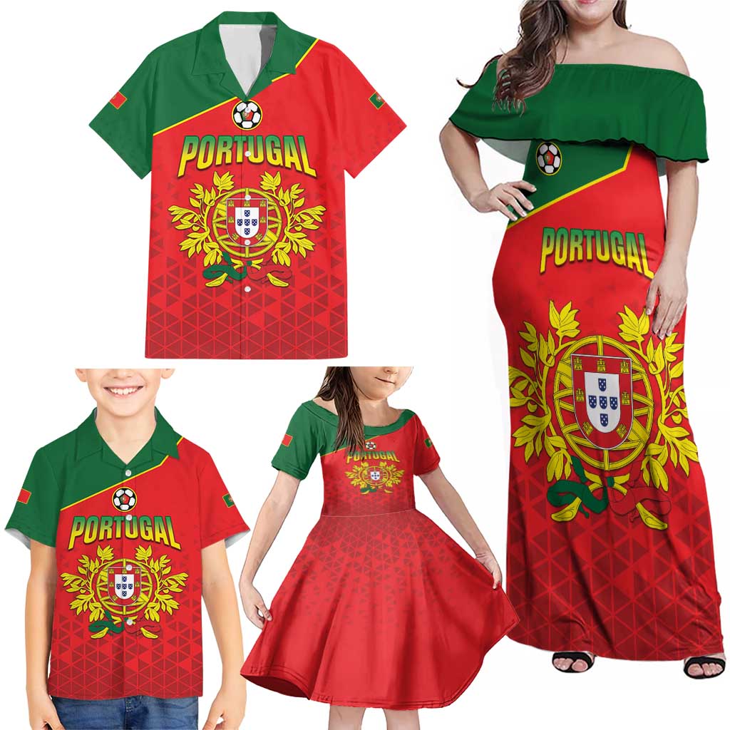 Custom Portugal 2024 Football Family Matching Off Shoulder Maxi Dress and Hawaiian Shirt Go Champions A Selecao das Quinas LT05 - Wonder Print Shop