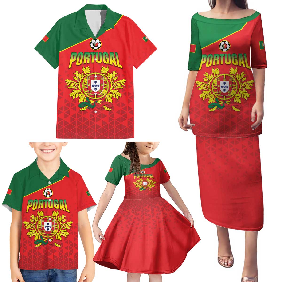 Custom Portugal 2024 Football Family Matching Puletasi and Hawaiian Shirt Go Champions A Selecao das Quinas LT05 - Wonder Print Shop