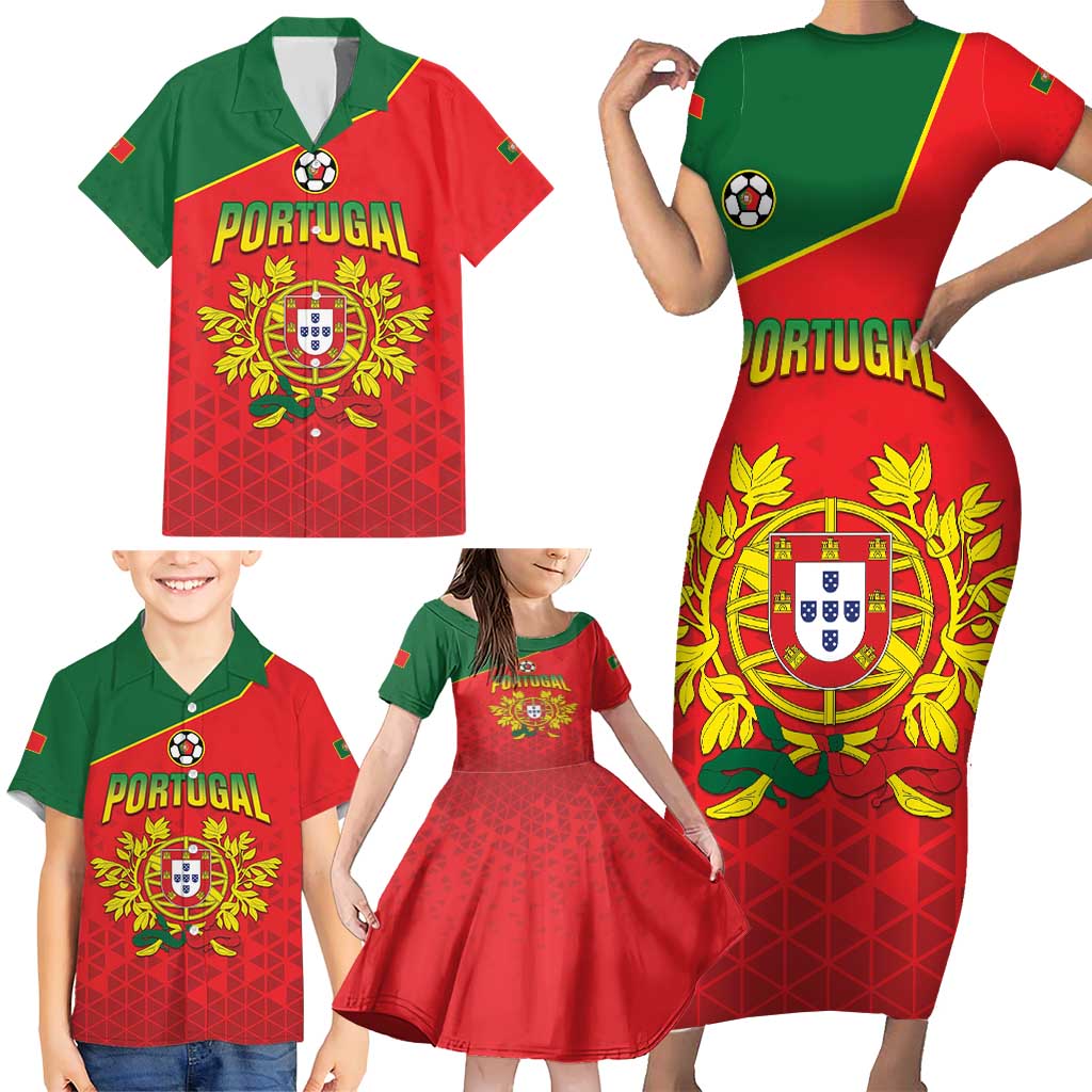 Custom Portugal 2024 Football Family Matching Short Sleeve Bodycon Dress and Hawaiian Shirt Go Champions A Selecao das Quinas LT05 - Wonder Print Shop