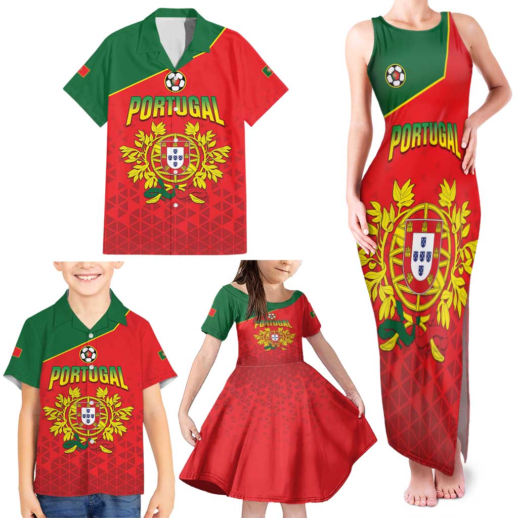 Custom Portugal 2024 Football Family Matching Tank Maxi Dress and Hawaiian Shirt Go Champions A Selecao das Quinas LT05 - Wonder Print Shop