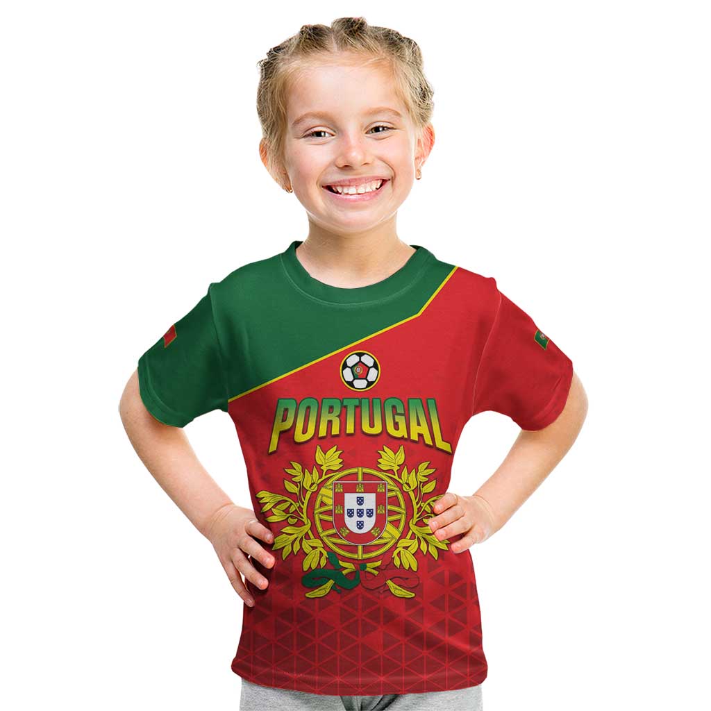 Custom Portugal 2024 Football Kid T Shirt Go Champions A Selecao das Quinas LT05 - Wonder Print Shop