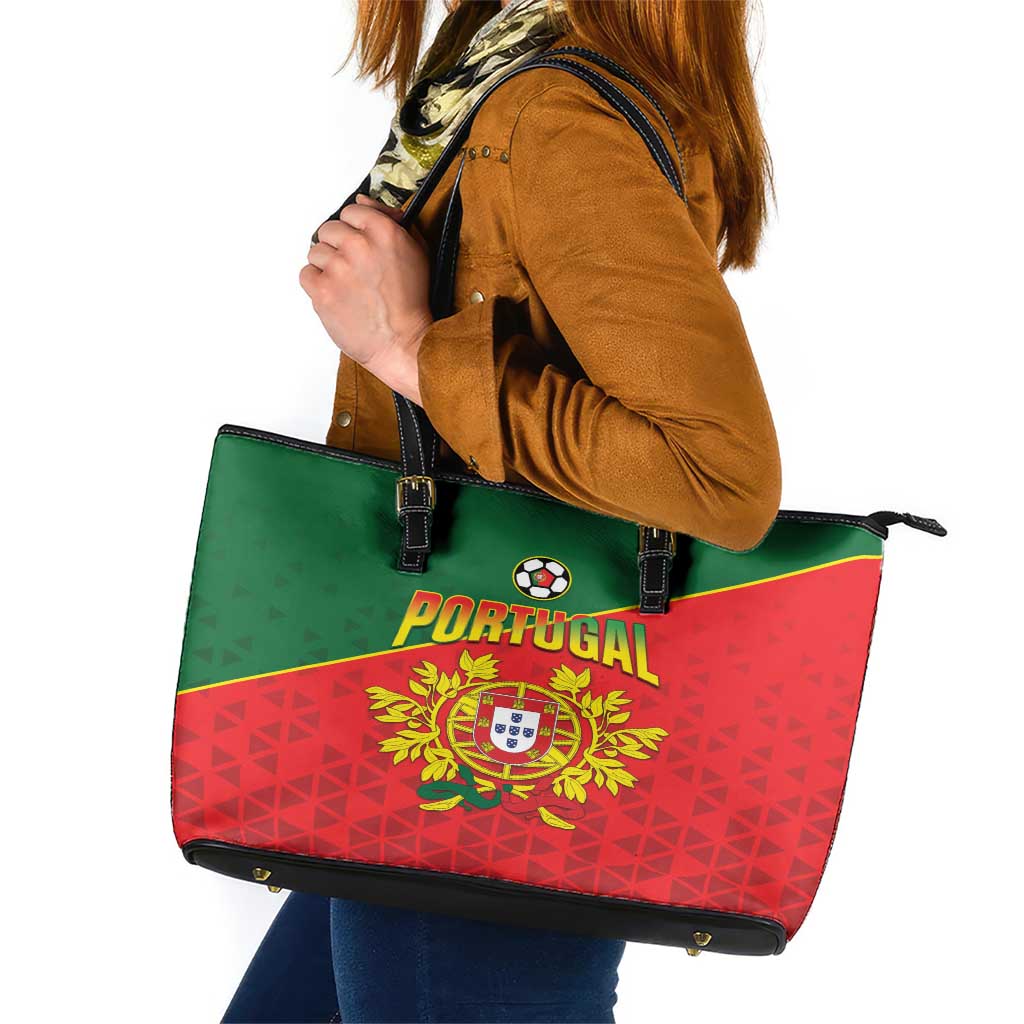 Portugal 2024 Football Leather Tote Bag Go Champions A Selecao das Quinas LT05 - Wonder Print Shop