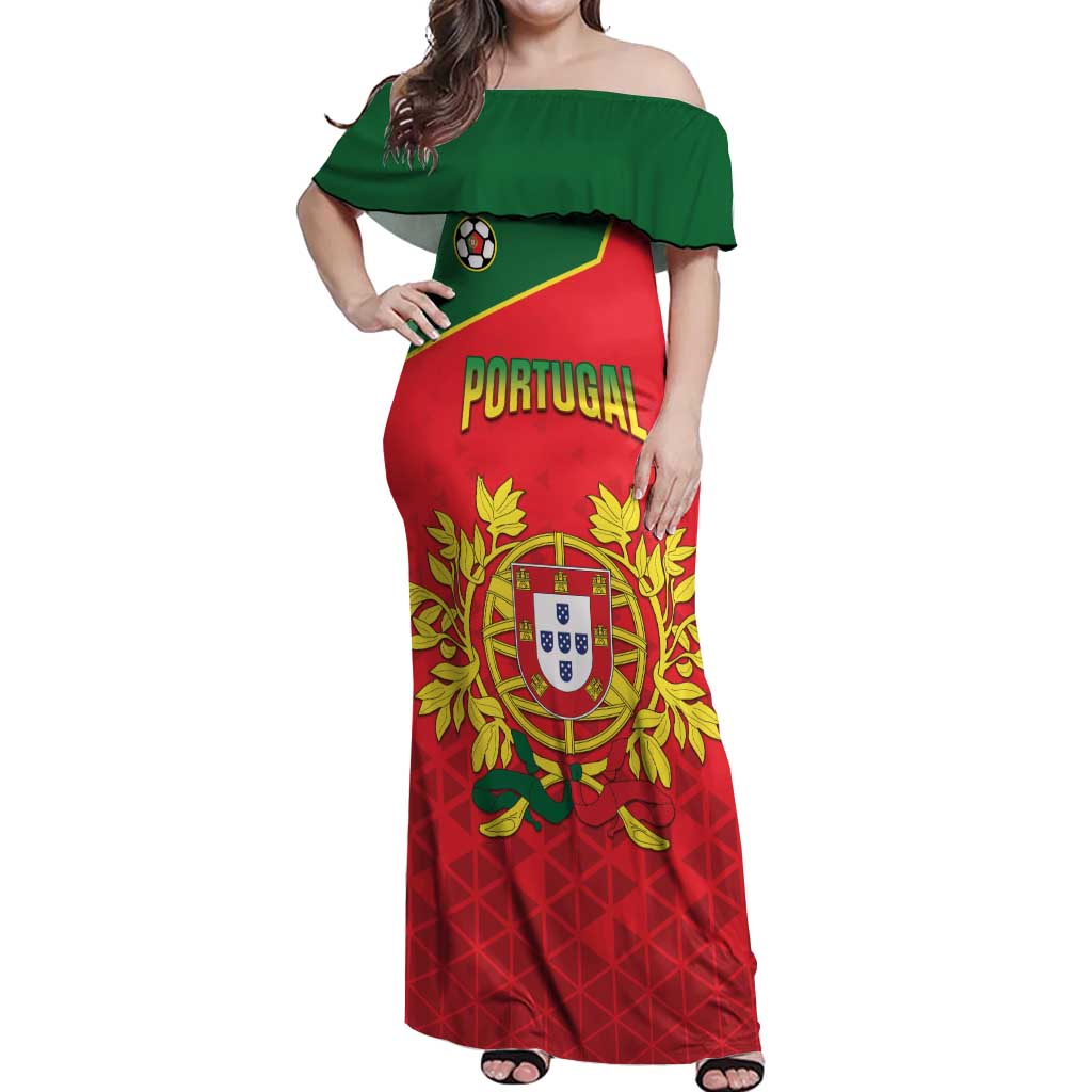 Custom Portugal 2024 Football Off Shoulder Maxi Dress Go Champions A Selecao das Quinas LT05 - Wonder Print Shop